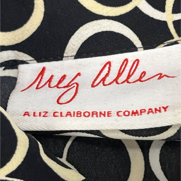 Meg Allen Black & White Circle Print Button-Up Blouse Long Sleeves Shirt Size M - Picture 7 of 8
